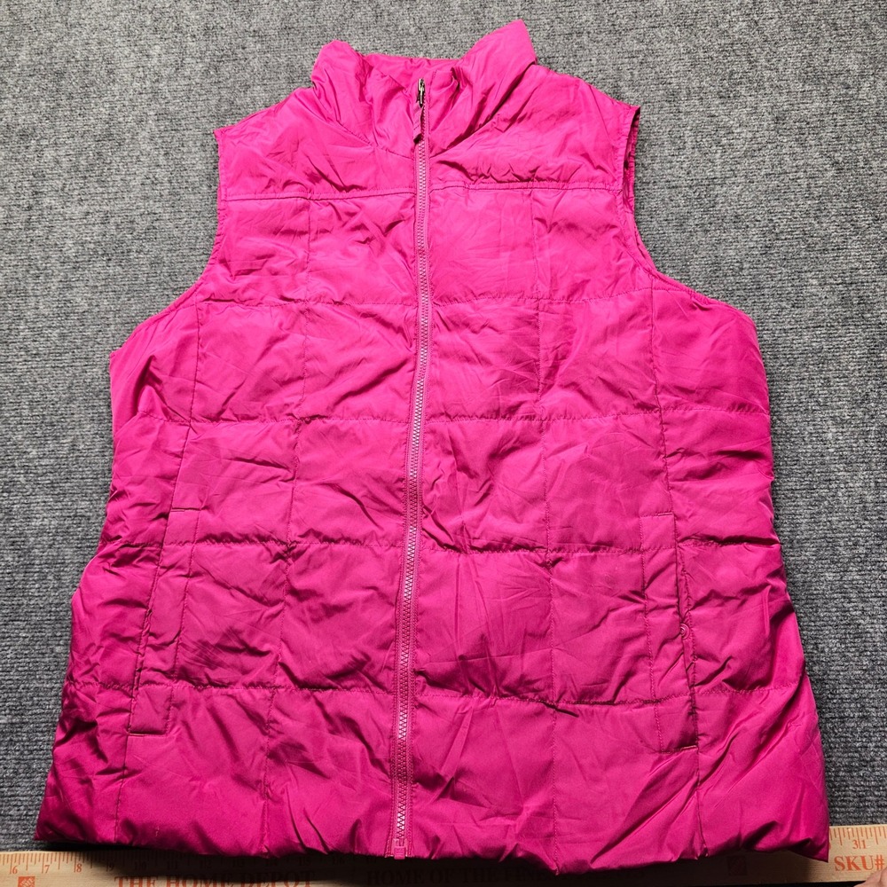 Columbia Womens Pink Quilted Puffer Vest Full Zip Mock Neck Sleeveless Jacket L